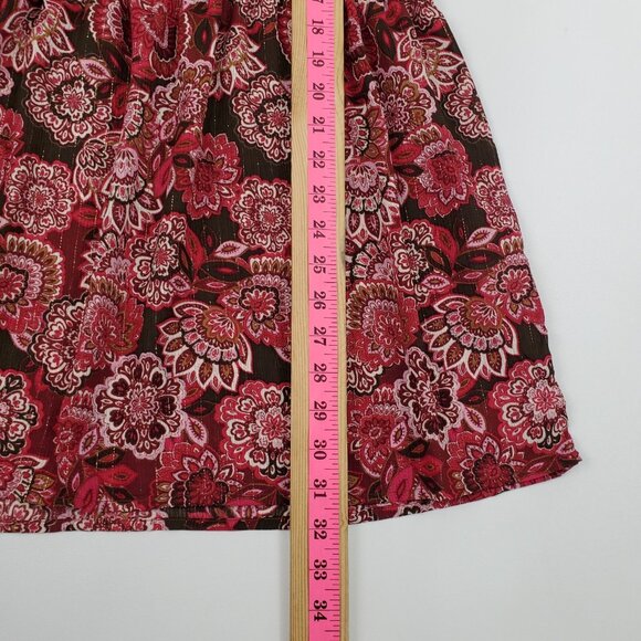 Rose + Olive Boho Floral Babydoll Dress Burgundy Red Pink Long Sleeve Size S NWT - Picture 15 of 15